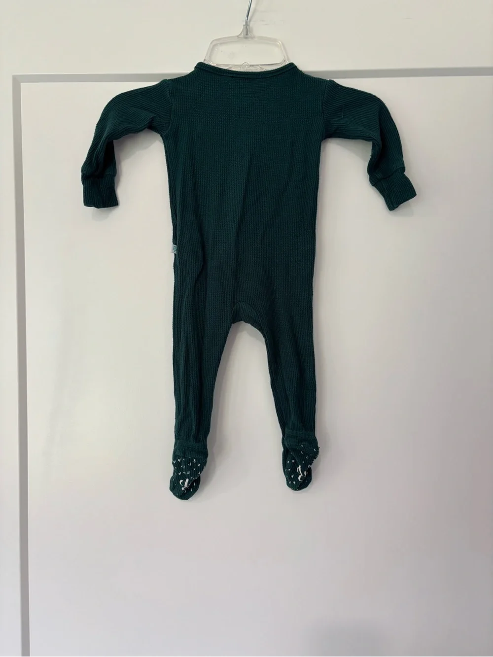Posh Peanut Emerald Green Waffle Knit Bamboo Footie Pajama 6/9 months